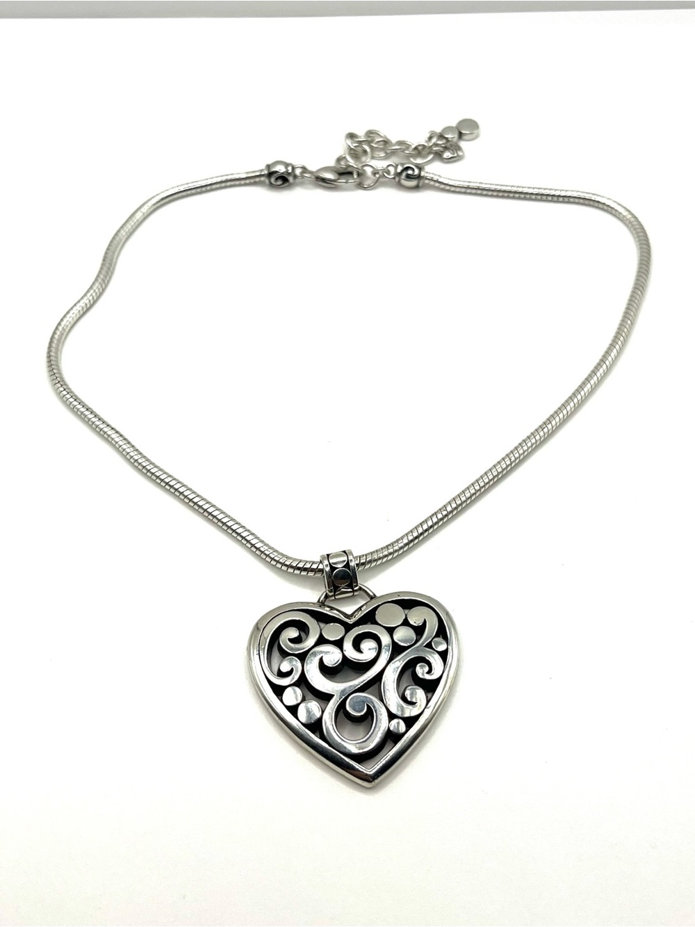 Brighton Silver Large  Contemporary Heart Scroll Pendant Necklace